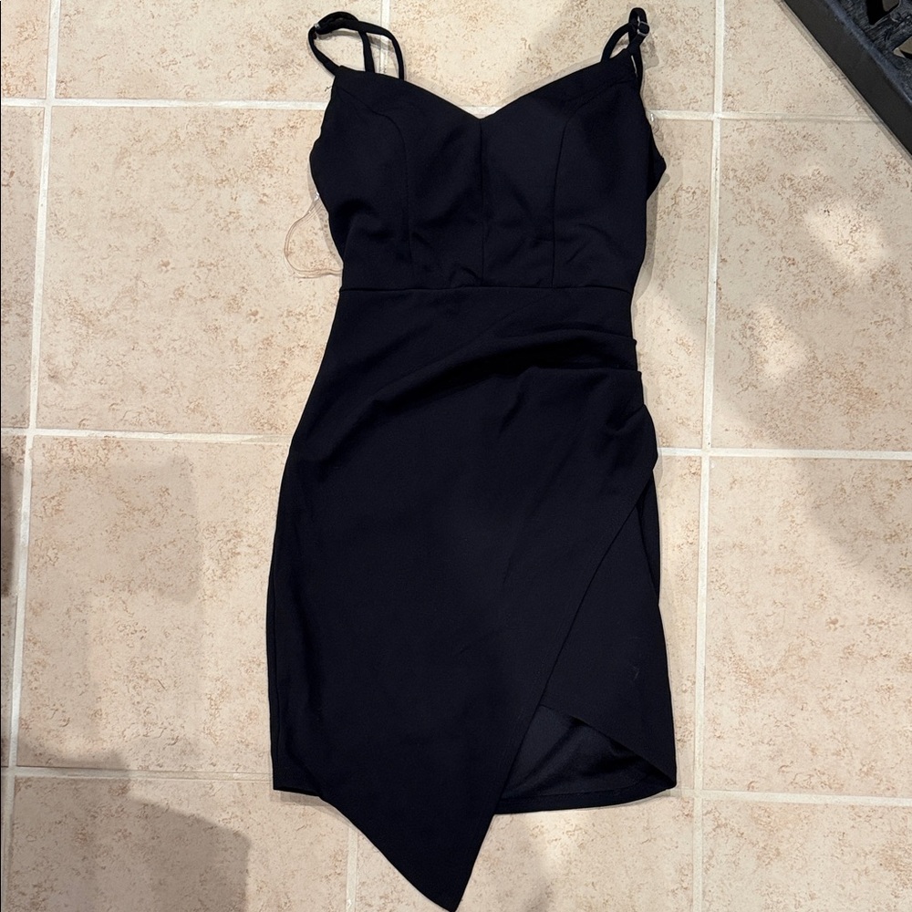 Emerald Sundae Asymmetrical Black Dress